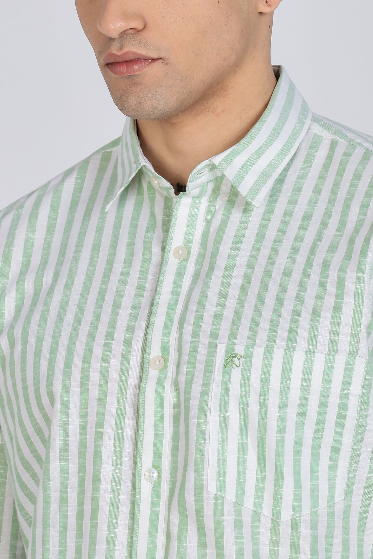 PRESTIGE Lining Cotton Shirt- Light Green