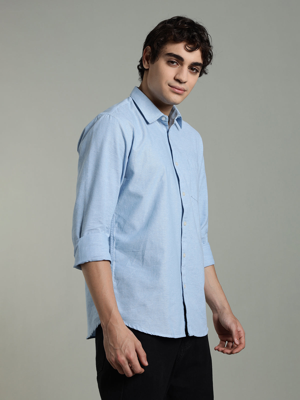 Chambray Oxford Sky Blue Cotton Shirt