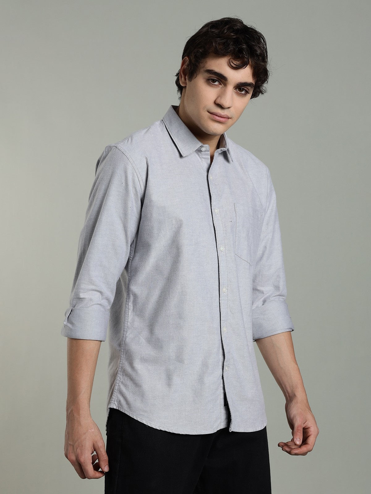 Oxford Grey Brushed Cotton Shirt