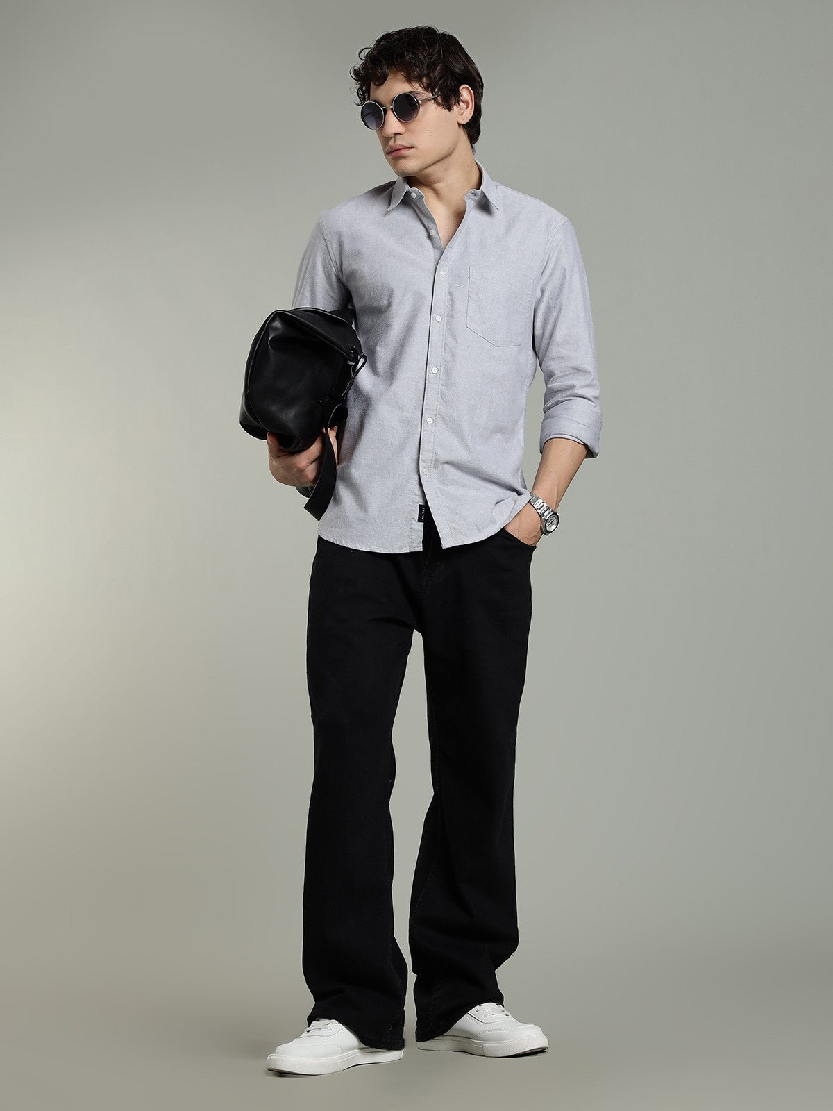 Oxford Grey Brushed Cotton Shirt