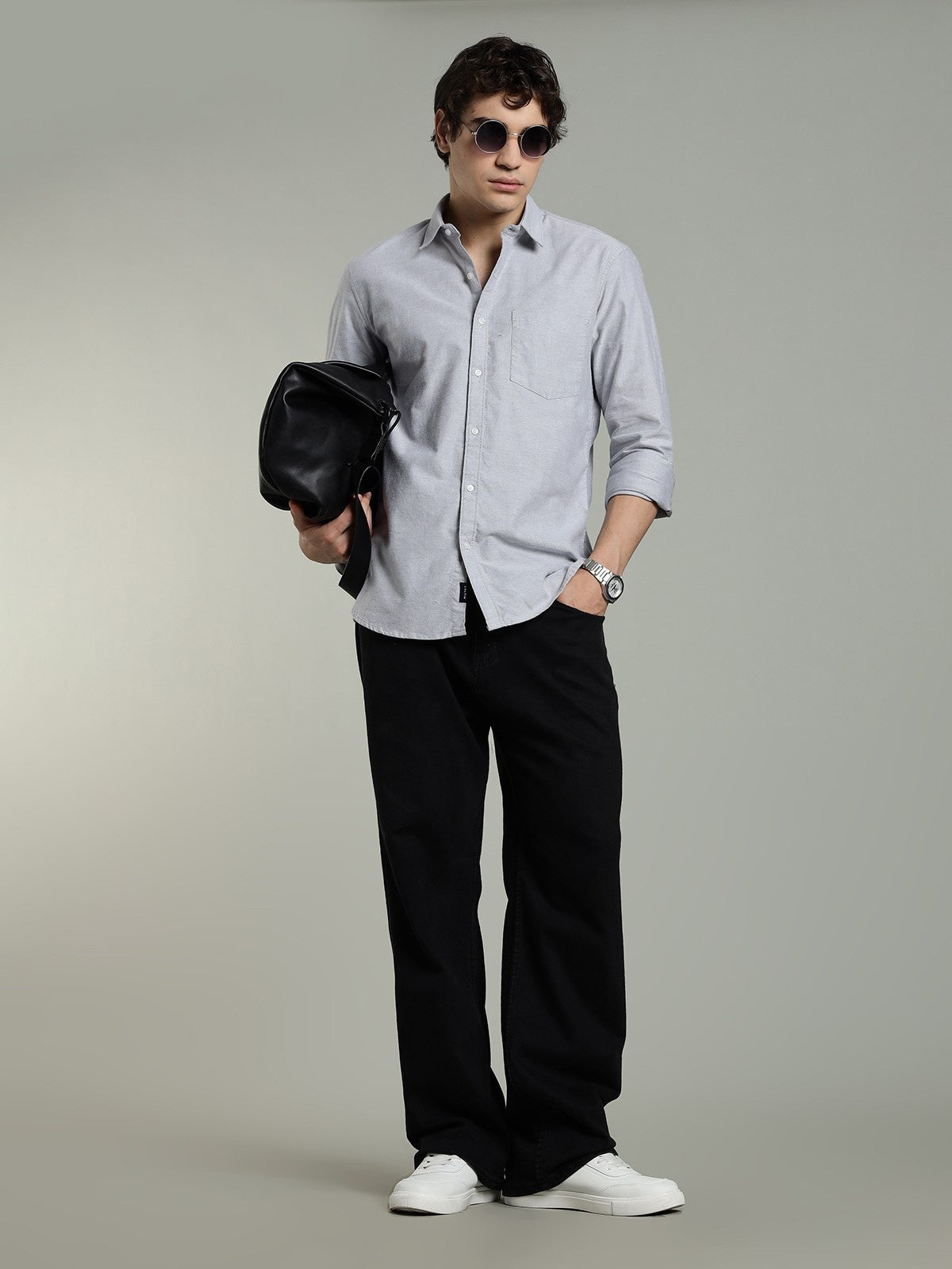 Oxford Grey Brushed Cotton Shirt