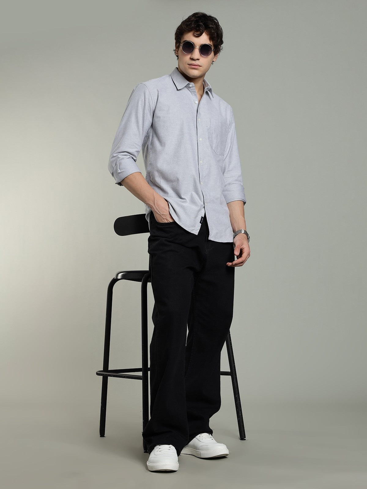 Oxford Grey Brushed Cotton Shirt