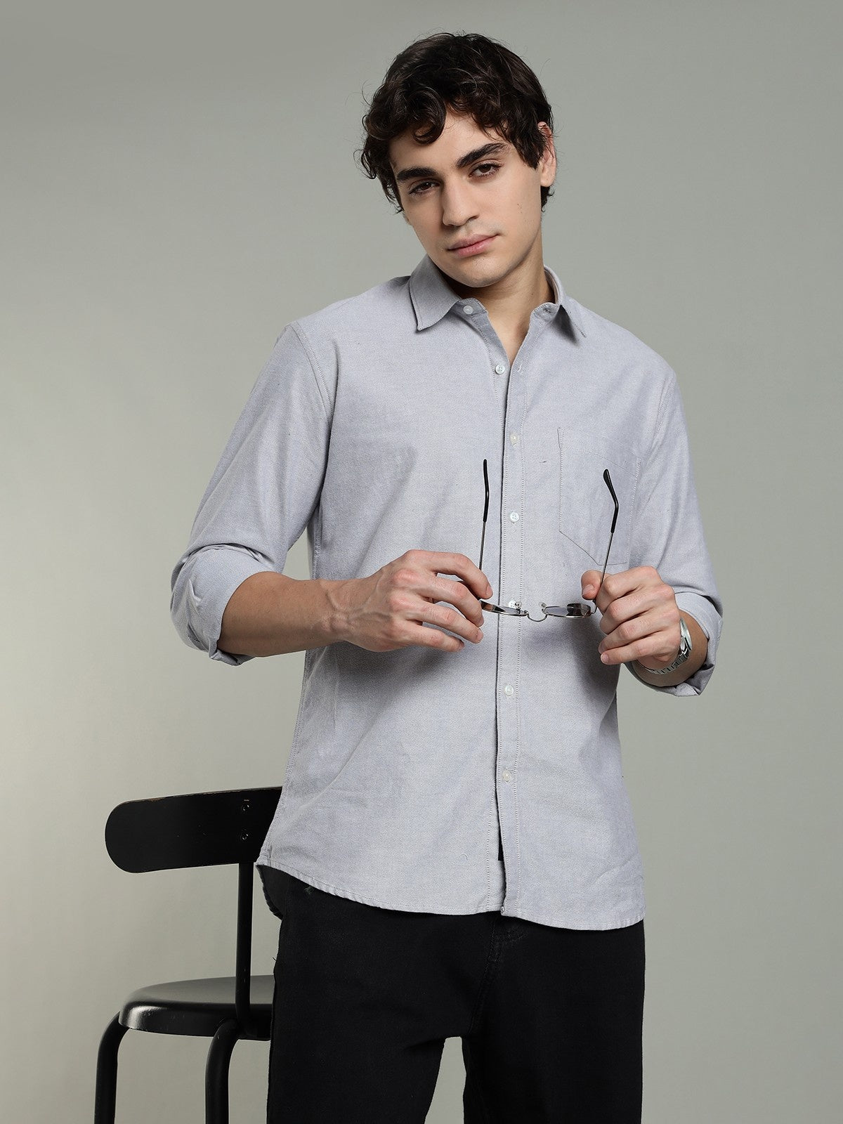 Oxford Grey Brushed Cotton Shirt