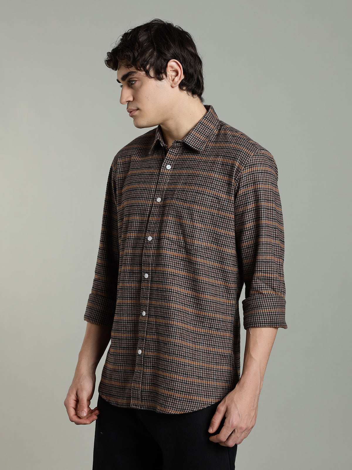 RARE Flannel Brushed Brown Cotton Shirt