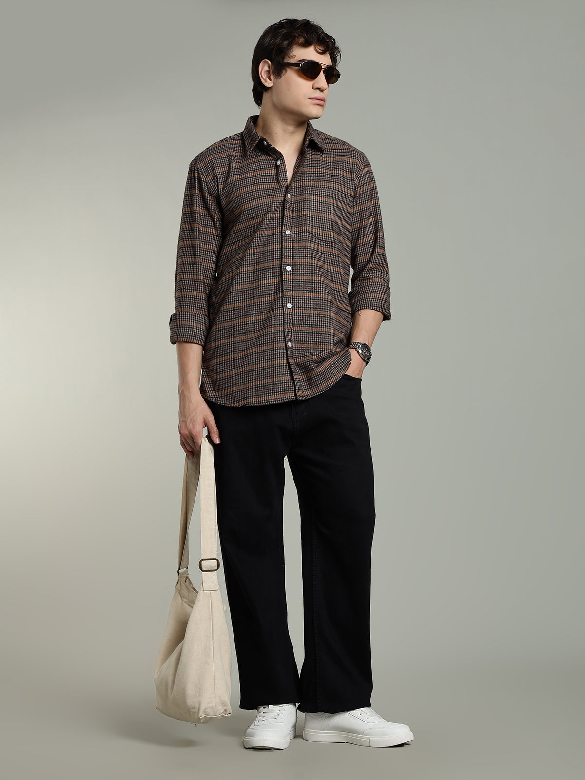 RARE Flannel Brushed Brown Cotton Shirt