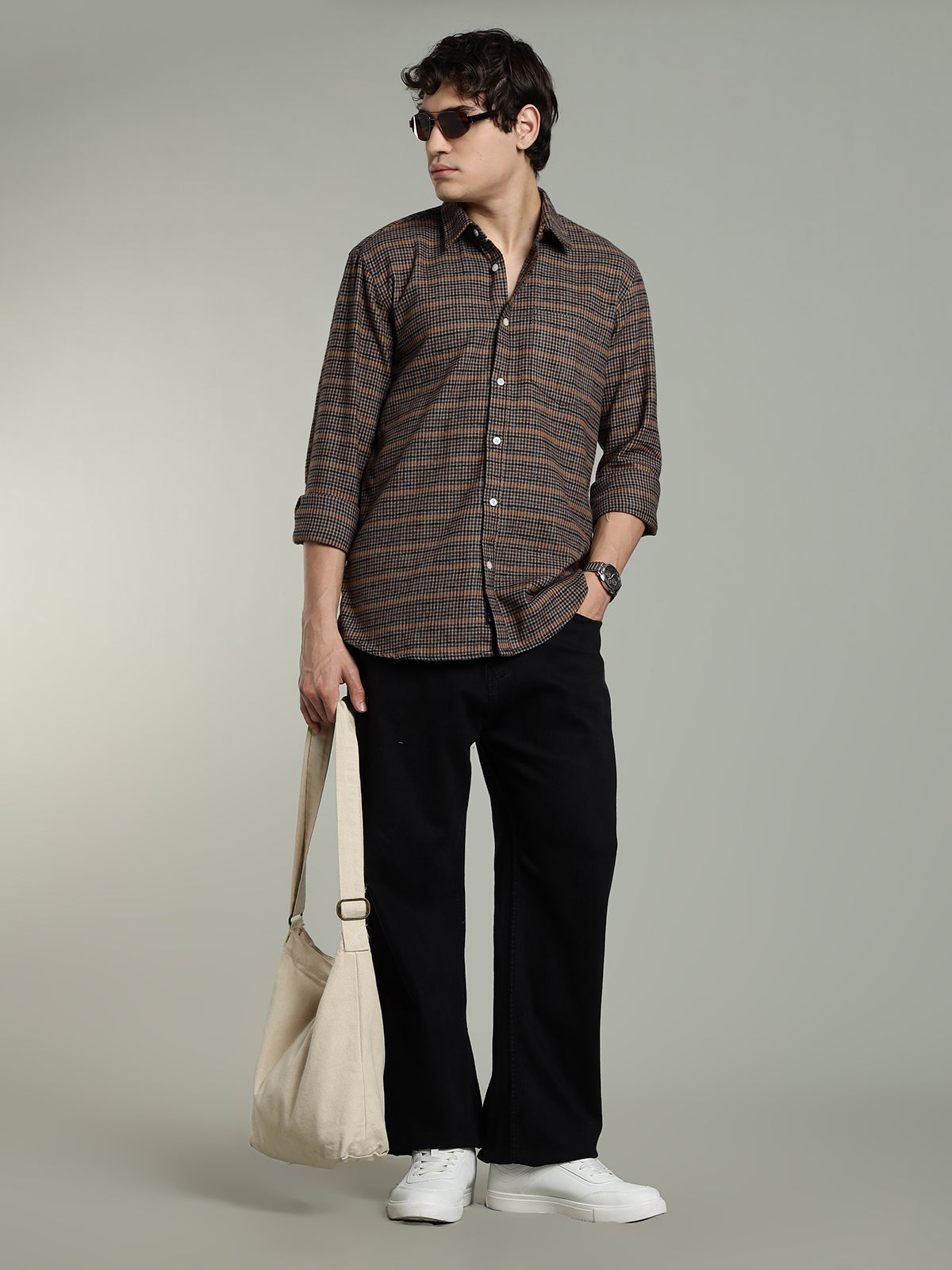 RARE Flannel Brushed Brown Cotton Shirt