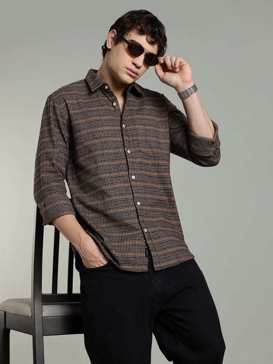 RARE Flannel Brushed Brown Cotton Shirt