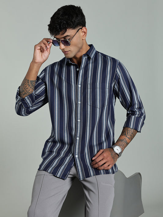 DELLA Blue Stripe Cotton Shirt