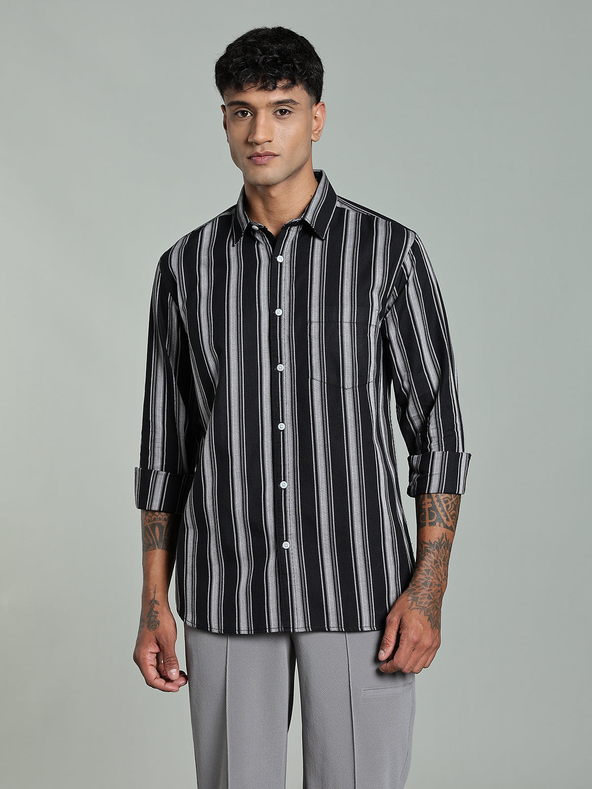 DELLA Black Stripe Cotton Shirt