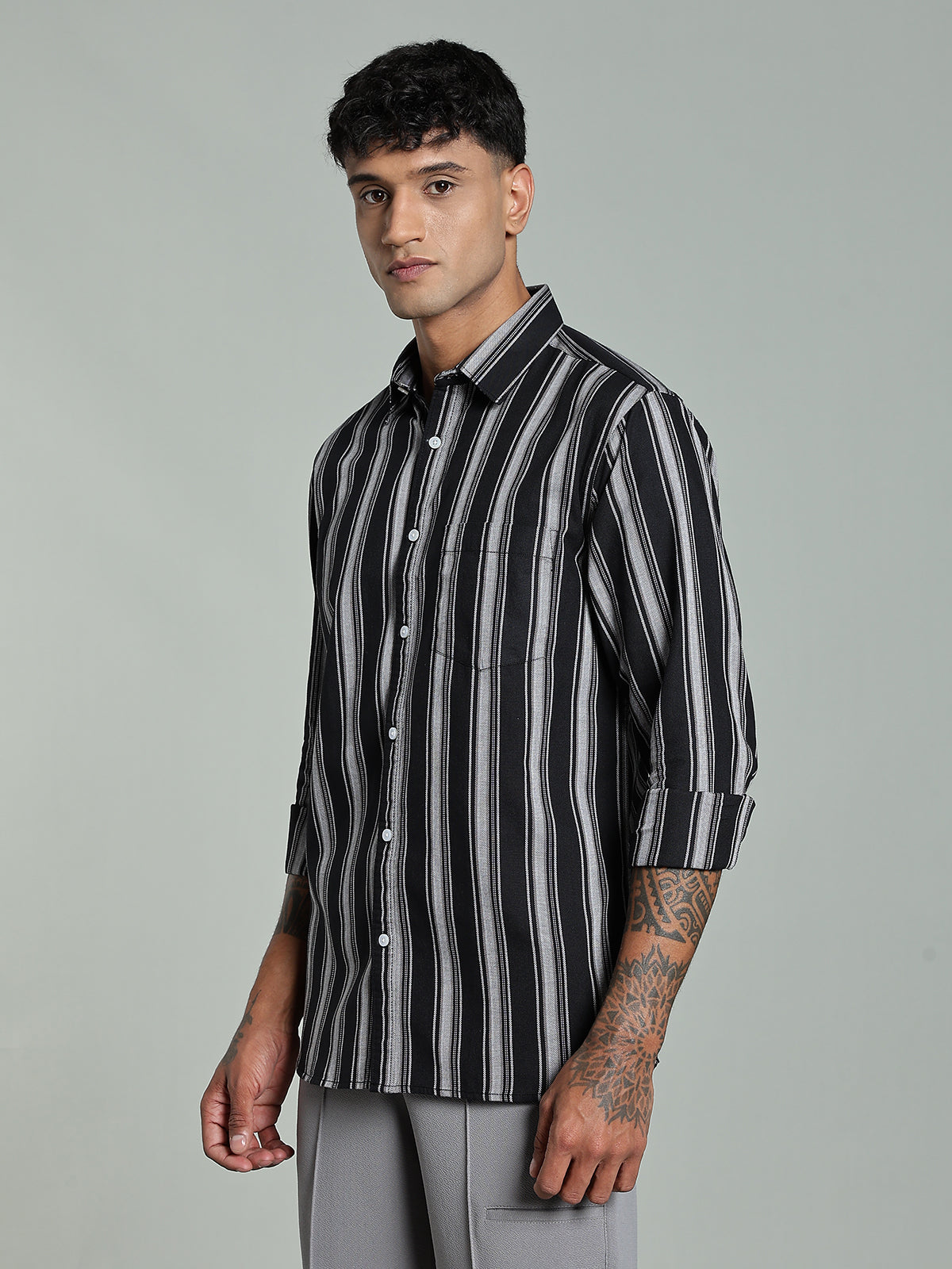 DELLA Black Stripe Cotton Shirt