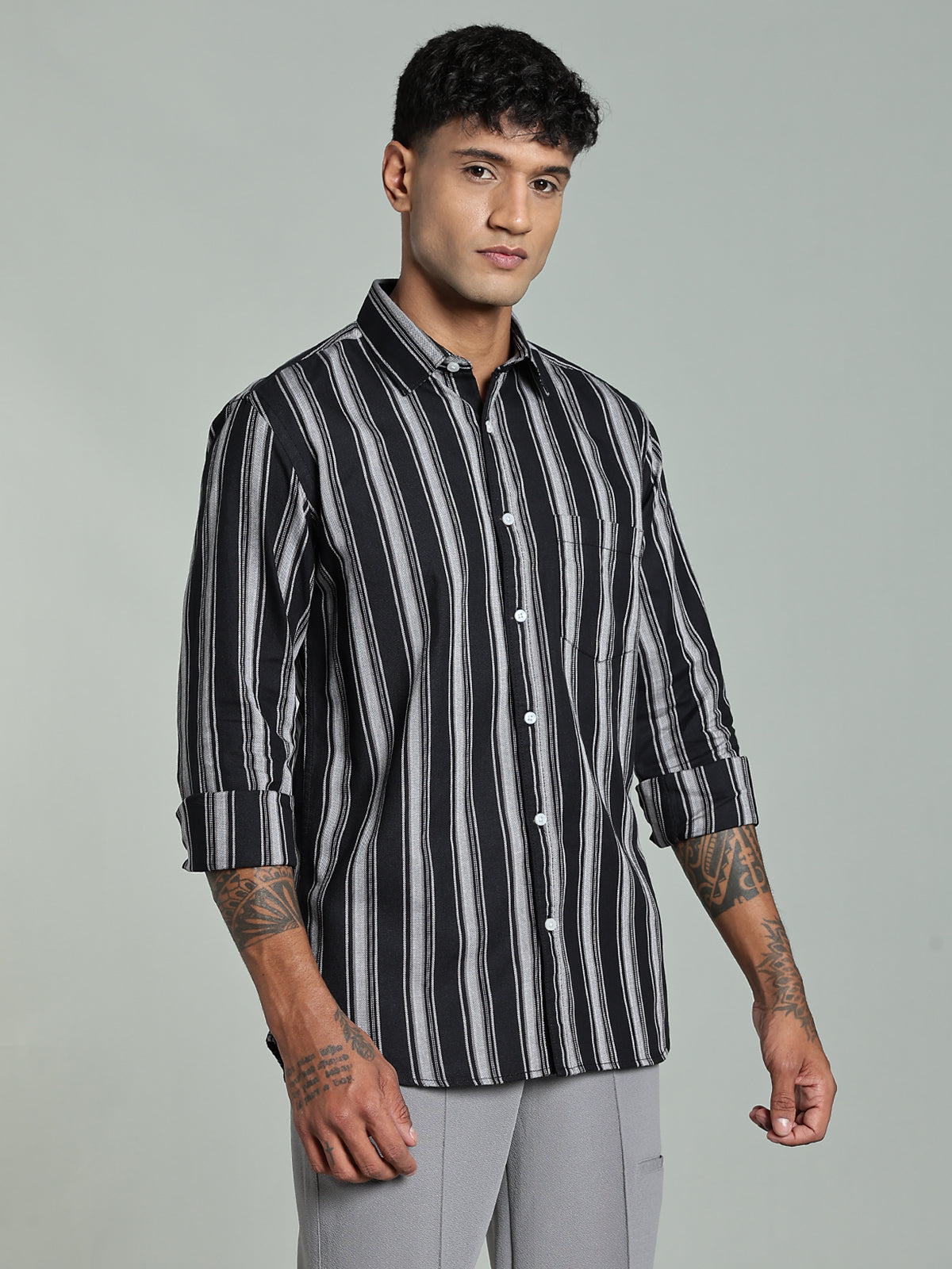 DELLA Black Stripe Cotton Shirt