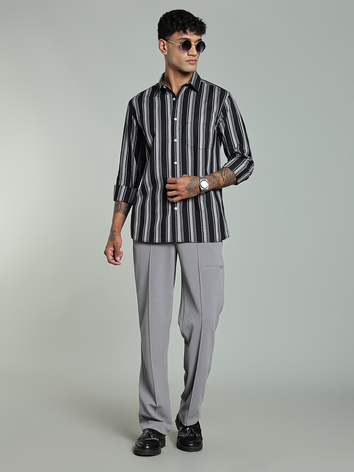DELLA Black Stripe Cotton Shirt