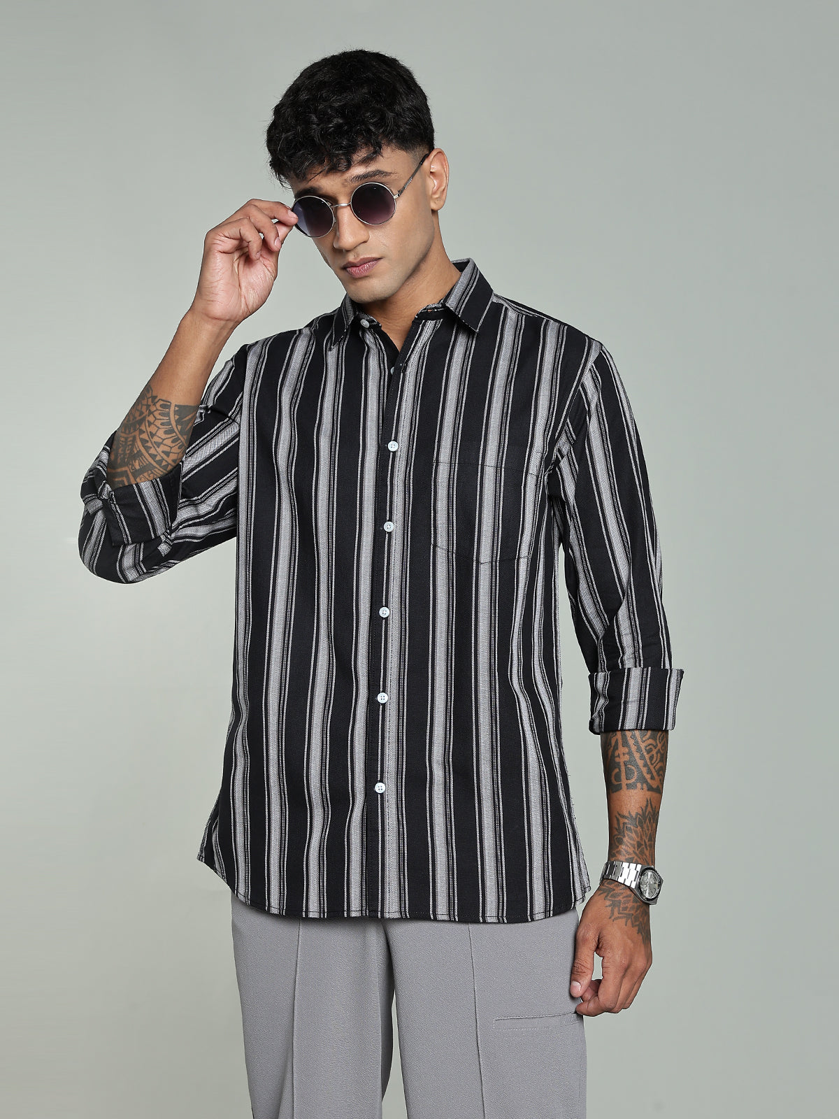 DELLA Black Stripe Cotton Shirt