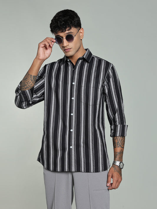 DELLA Black Stripe Cotton Shirt