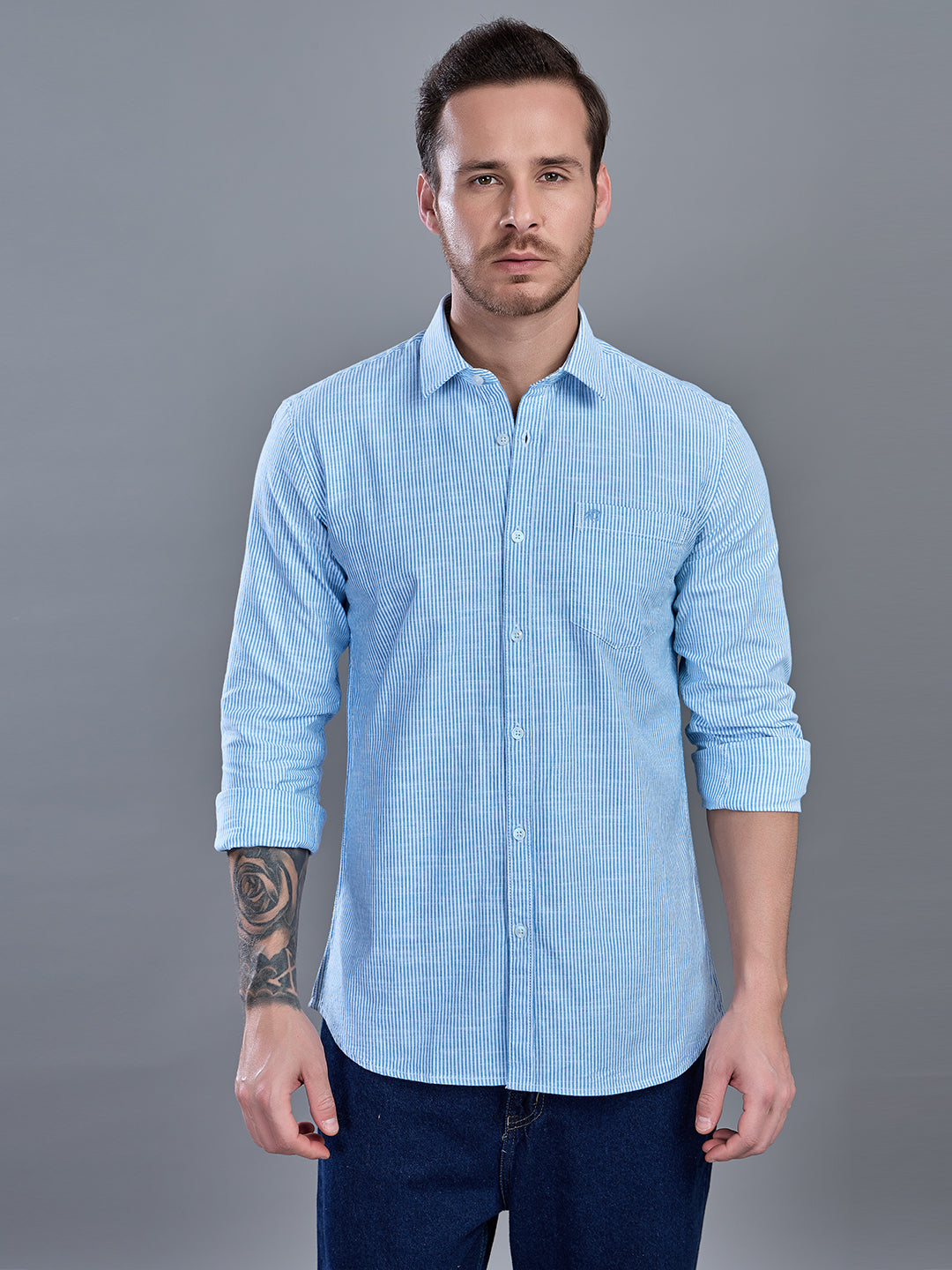 CALVIN Blue stripe Oxford Cotton Shirt