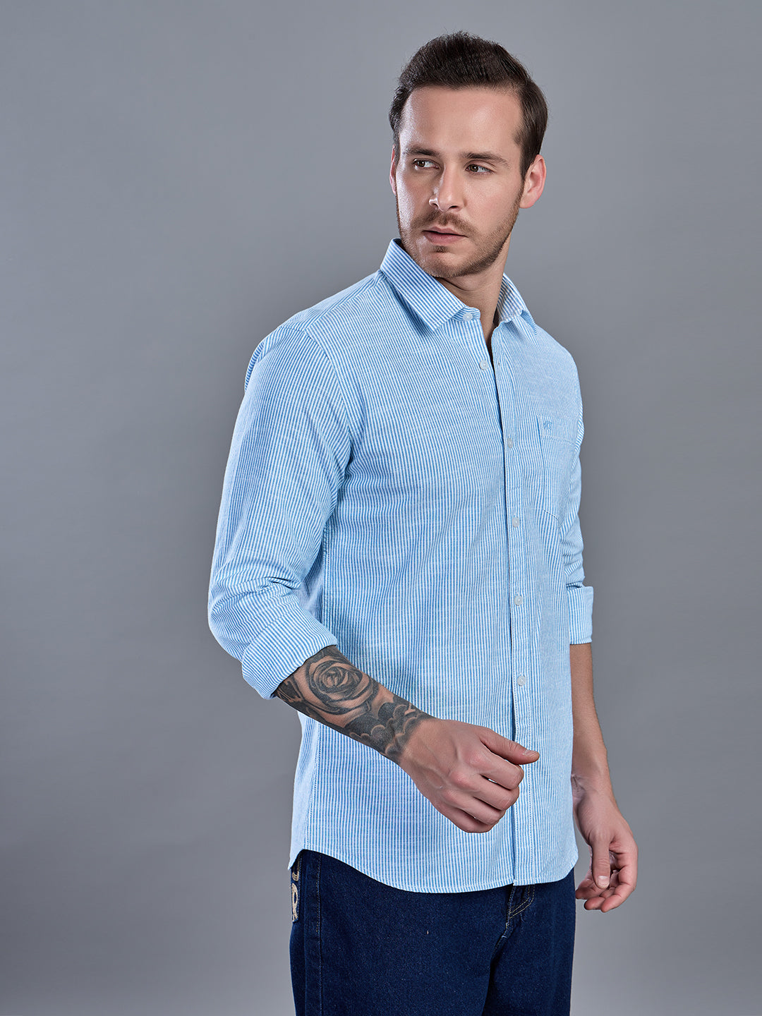CALVIN Blue stripe Oxford Cotton Shirt