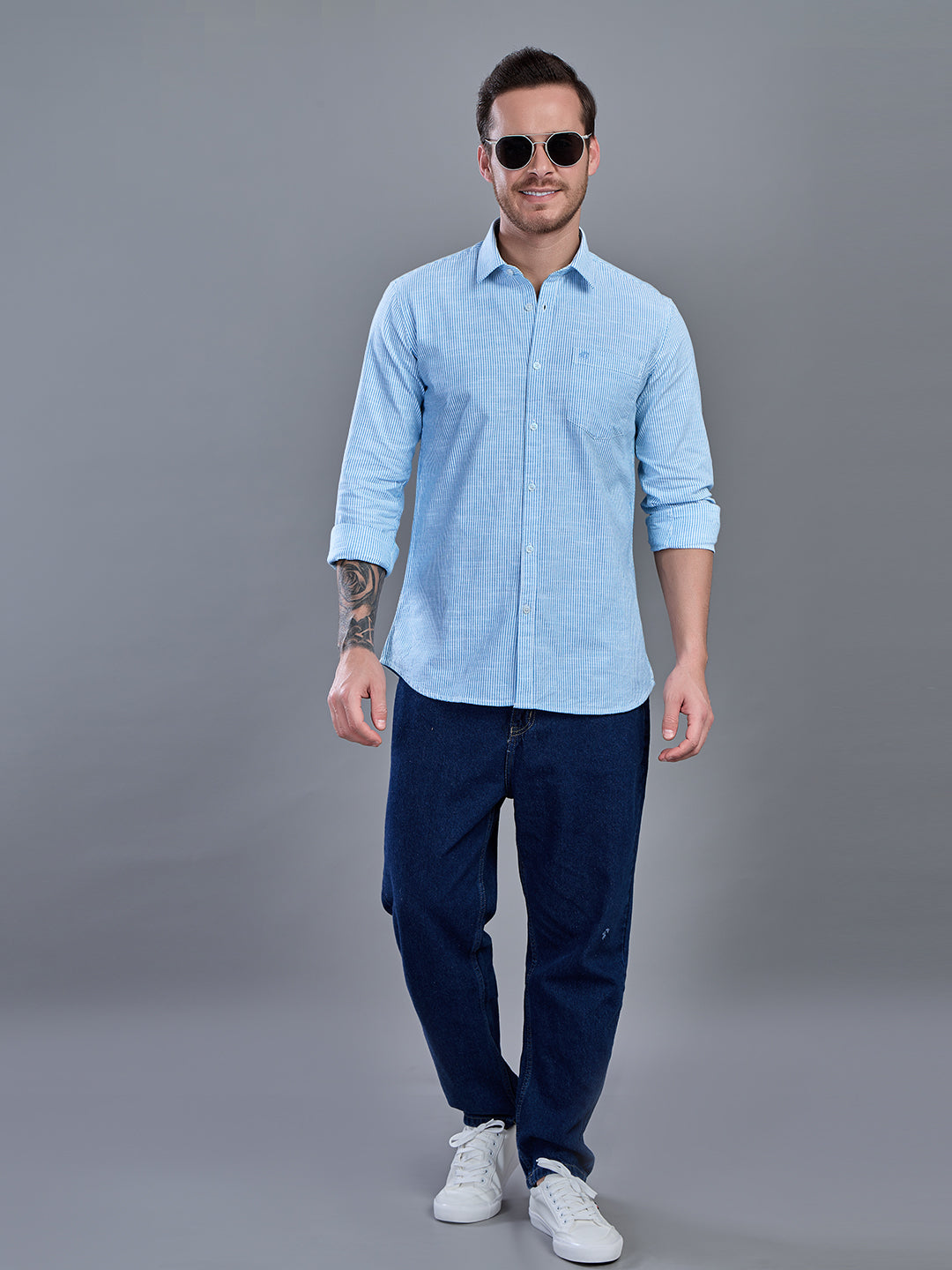 CALVIN Blue stripe Oxford Cotton Shirt