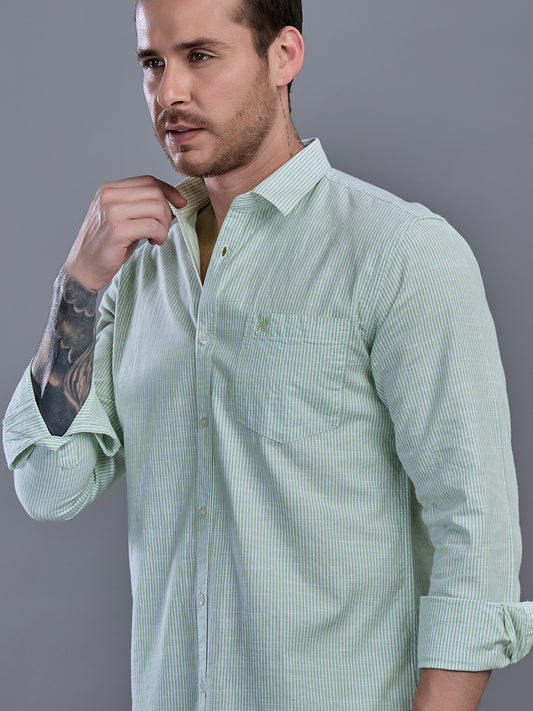 CALVIN Mint Green stripe Oxford Cotton Shirt