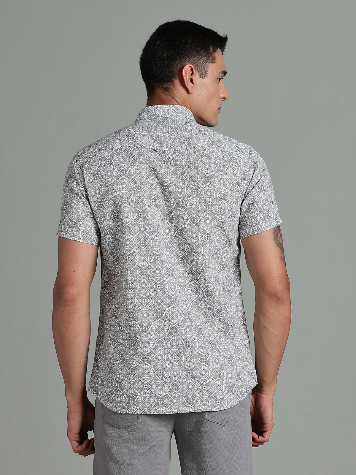 Dobby Cotton Half Sleeve Print Shirt