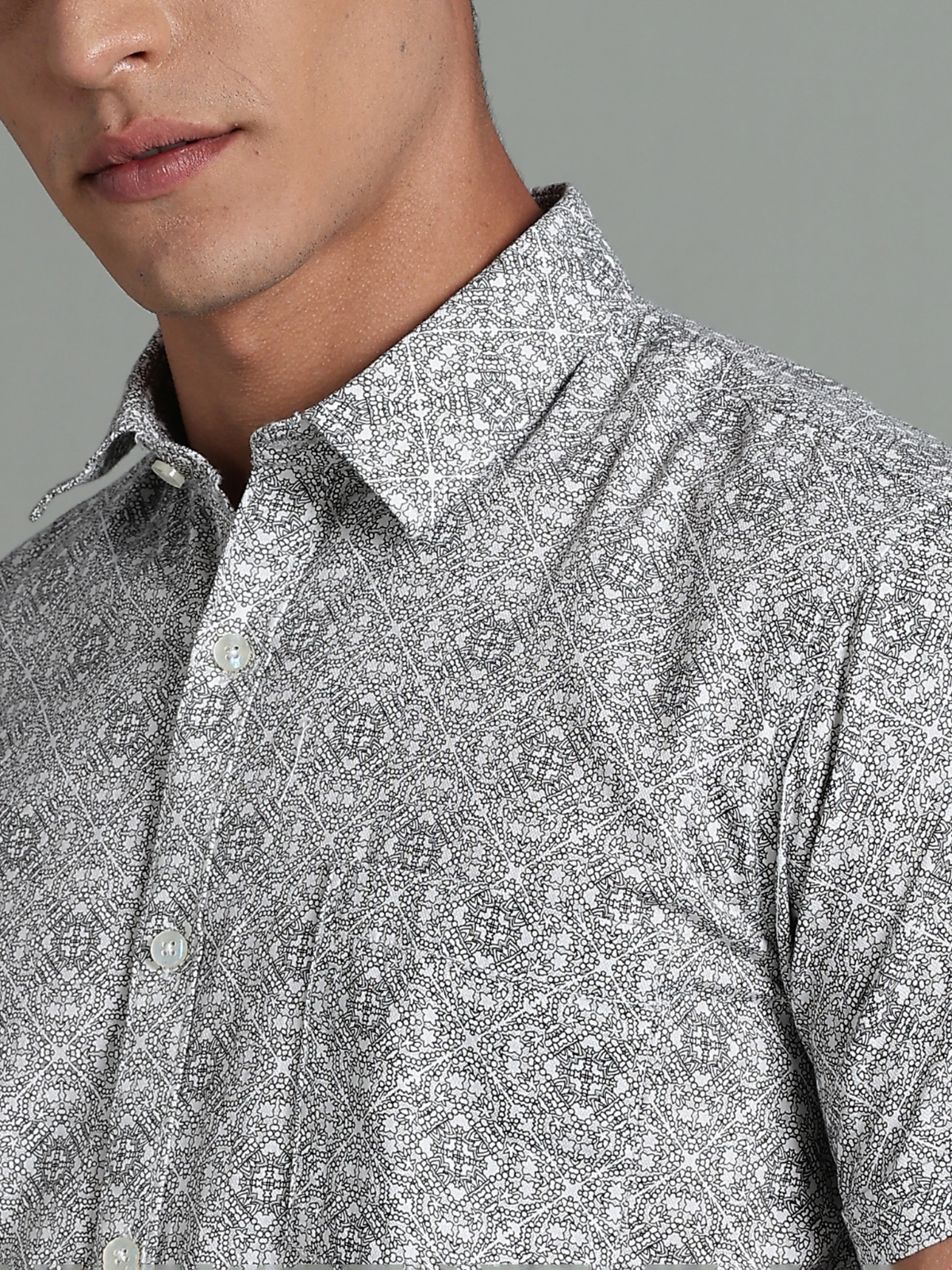 Dobby Cotton Half Sleeve Print Shirt