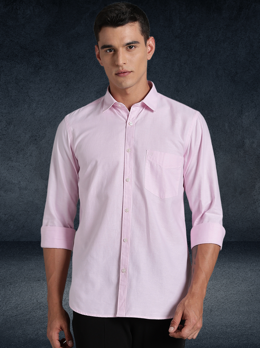 Oxford Pink Solid Cotton Shirt