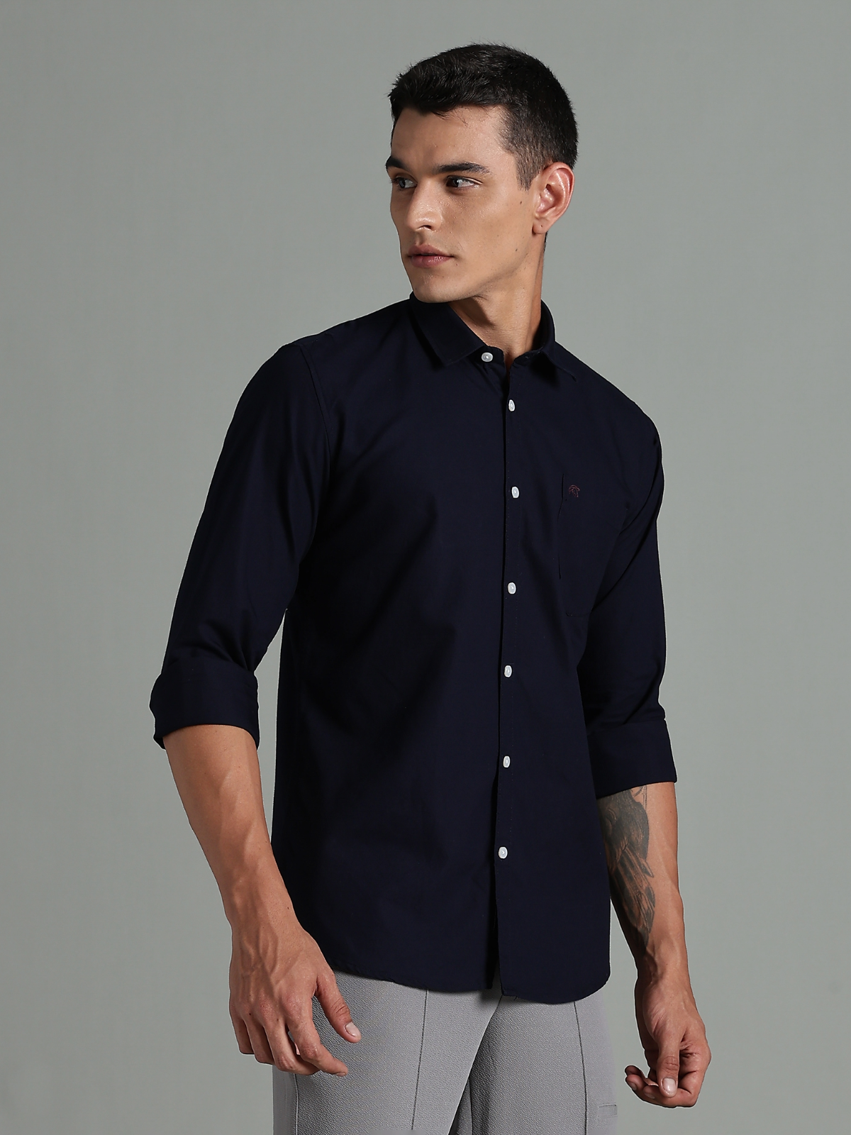 LP Oxford Plain Navy Blue Shirt