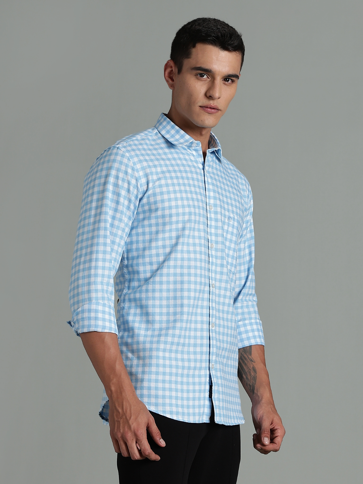 PIRATE Blue Checks Oxford Cotton Shirt