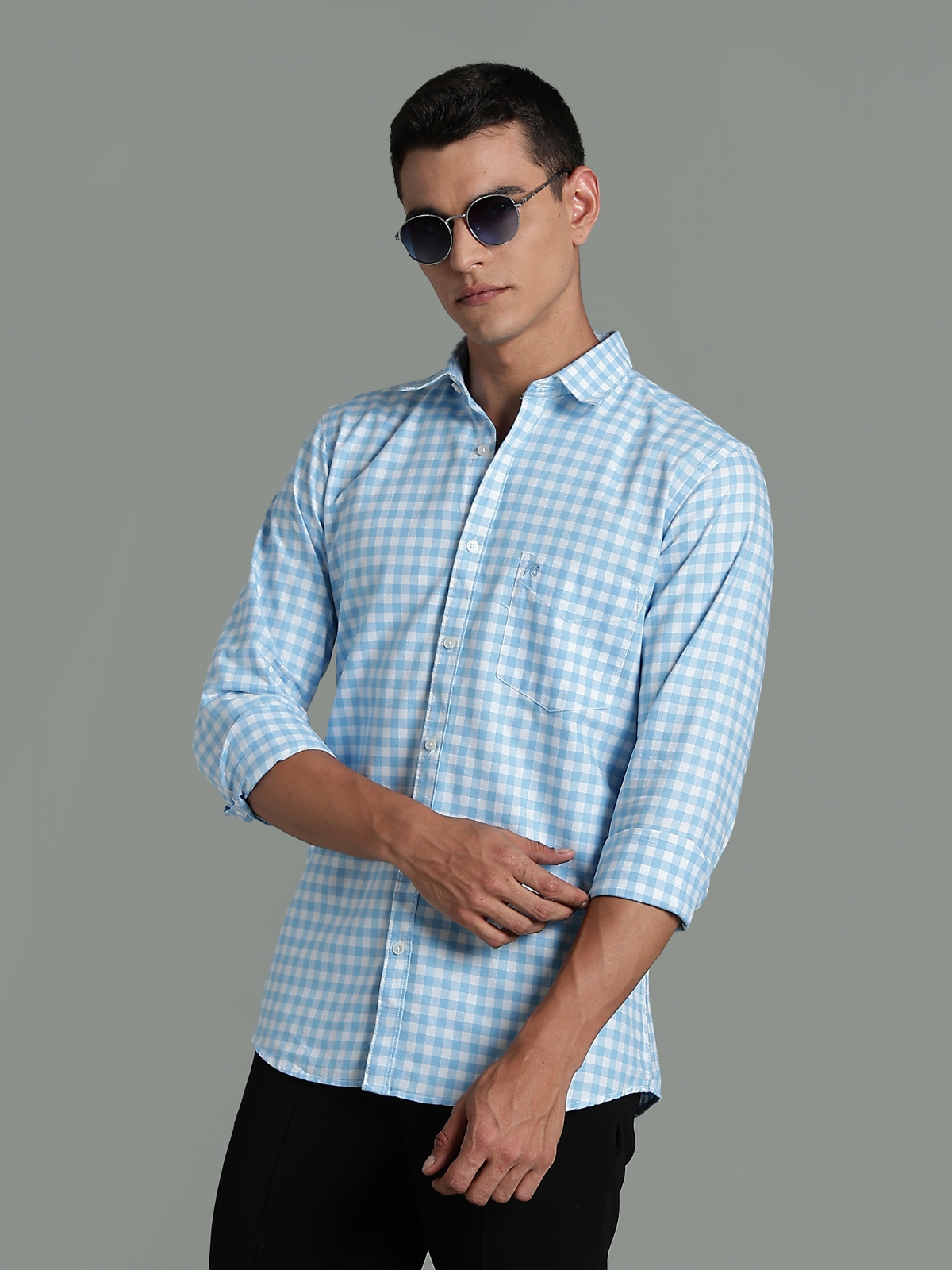 PIRATE Blue Checks Oxford Cotton Shirt