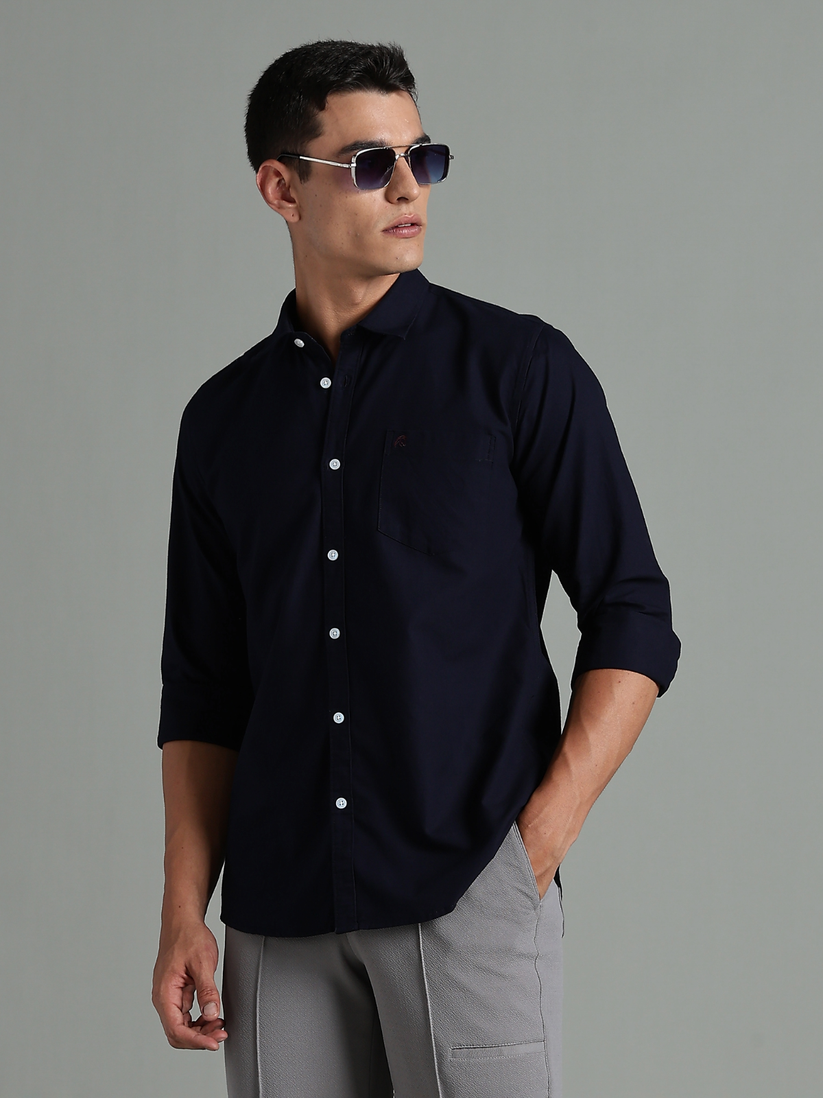 LP Oxford Plain Navy Blue Shirt