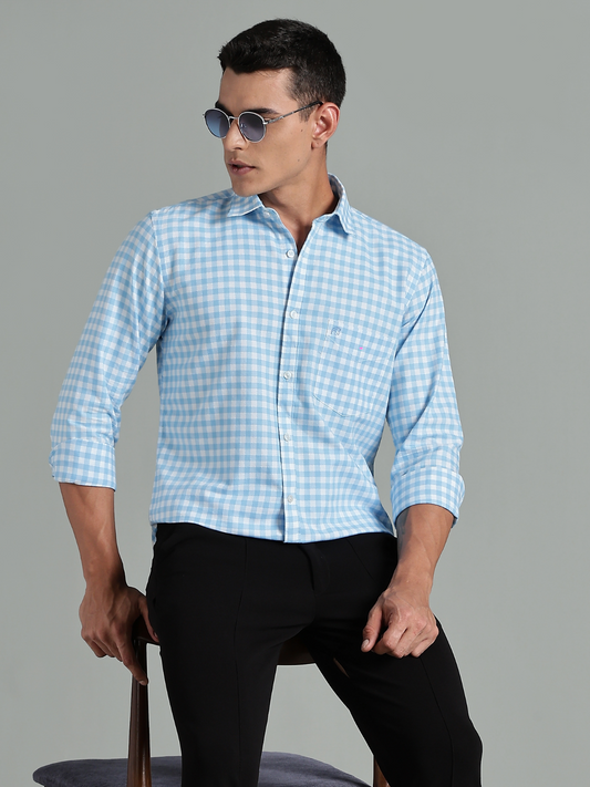 PIRATE Blue Checks Oxford Cotton Shirt