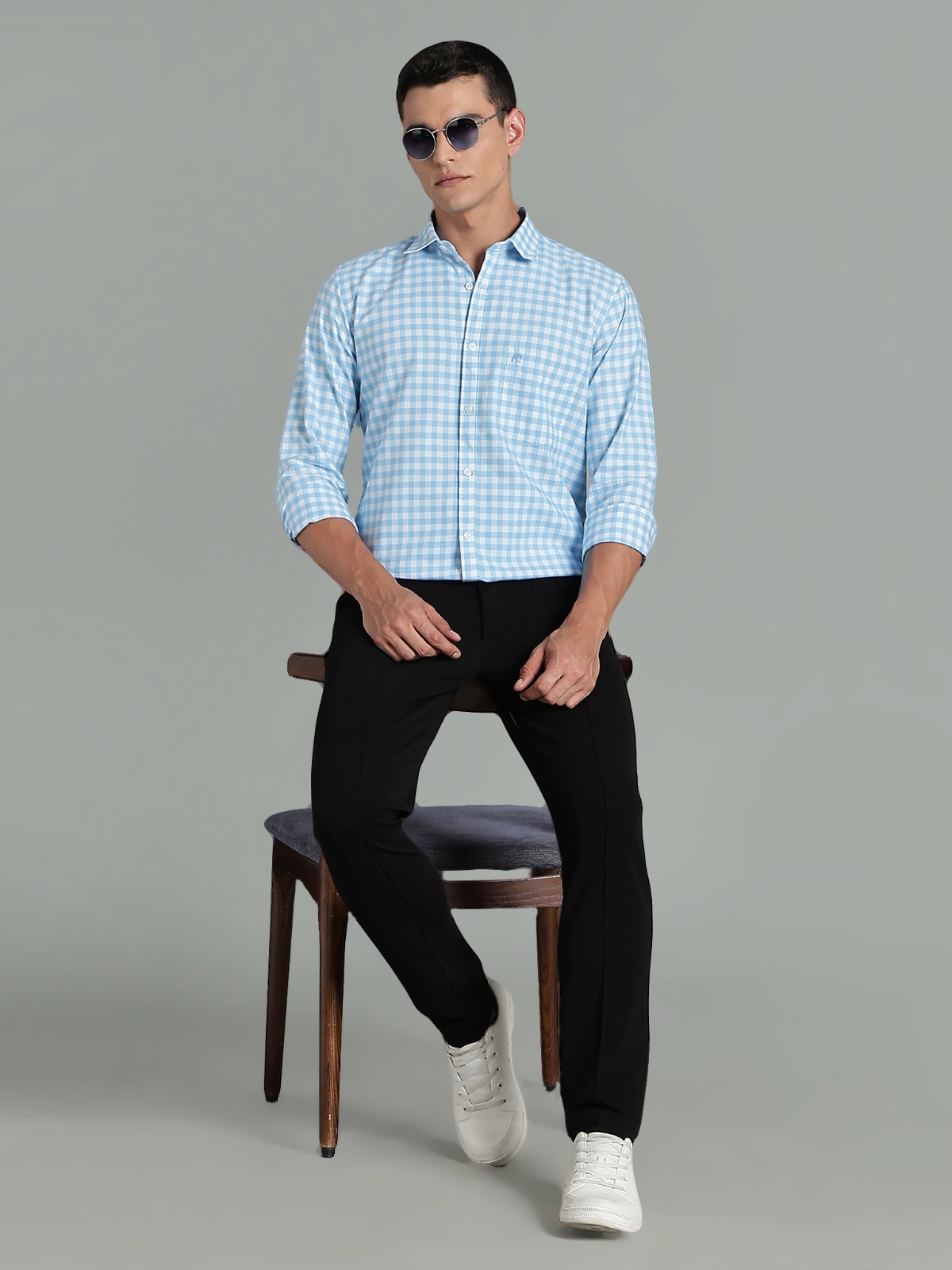 PIRATE Blue Checks Oxford Cotton Shirt