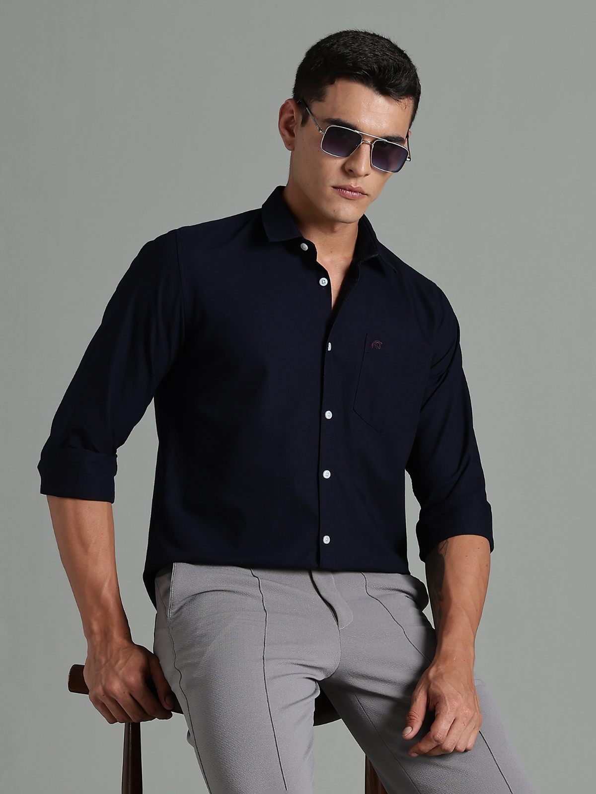 LP Oxford Plain Navy Blue Shirt