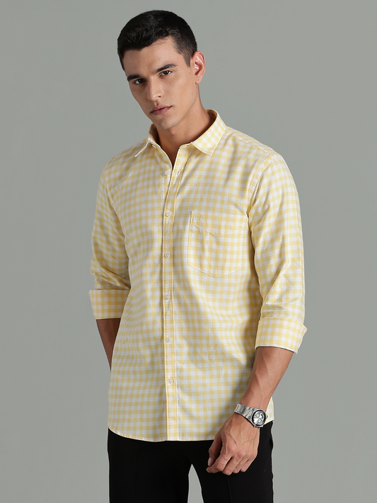 PIRATE Yellow Checks Oxford Cotton Shirt