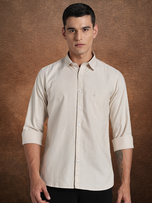 Oxford Beige Plain Cotton Shirt