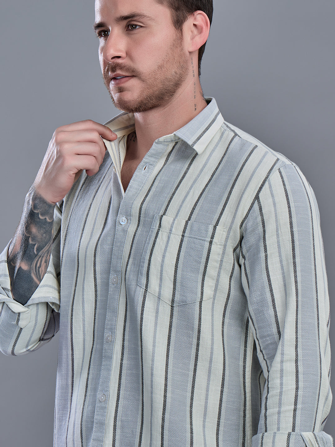CROWN Dobby stripe Cotton Shirt