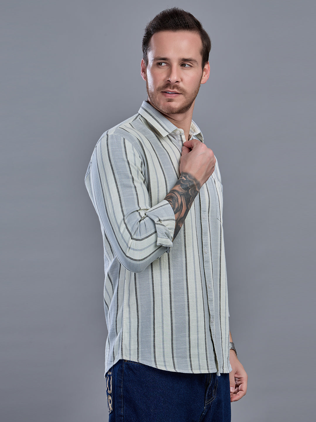 CROWN Dobby stripe Cotton Shirt