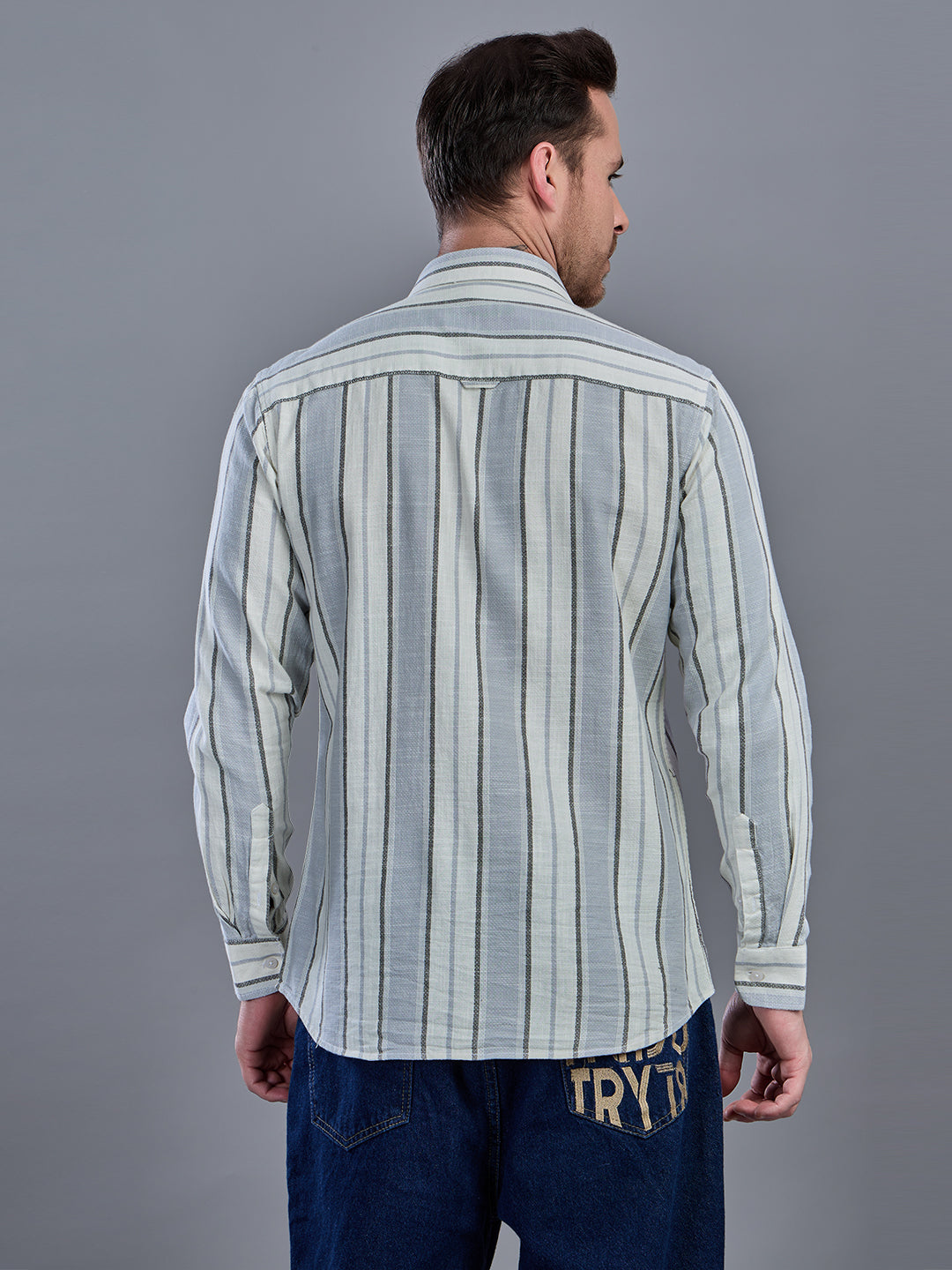 CROWN Dobby stripe Cotton Shirt