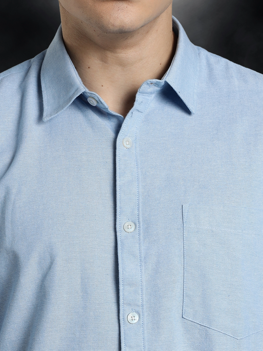Chambray Oxford Sky Blue Cotton Shirt