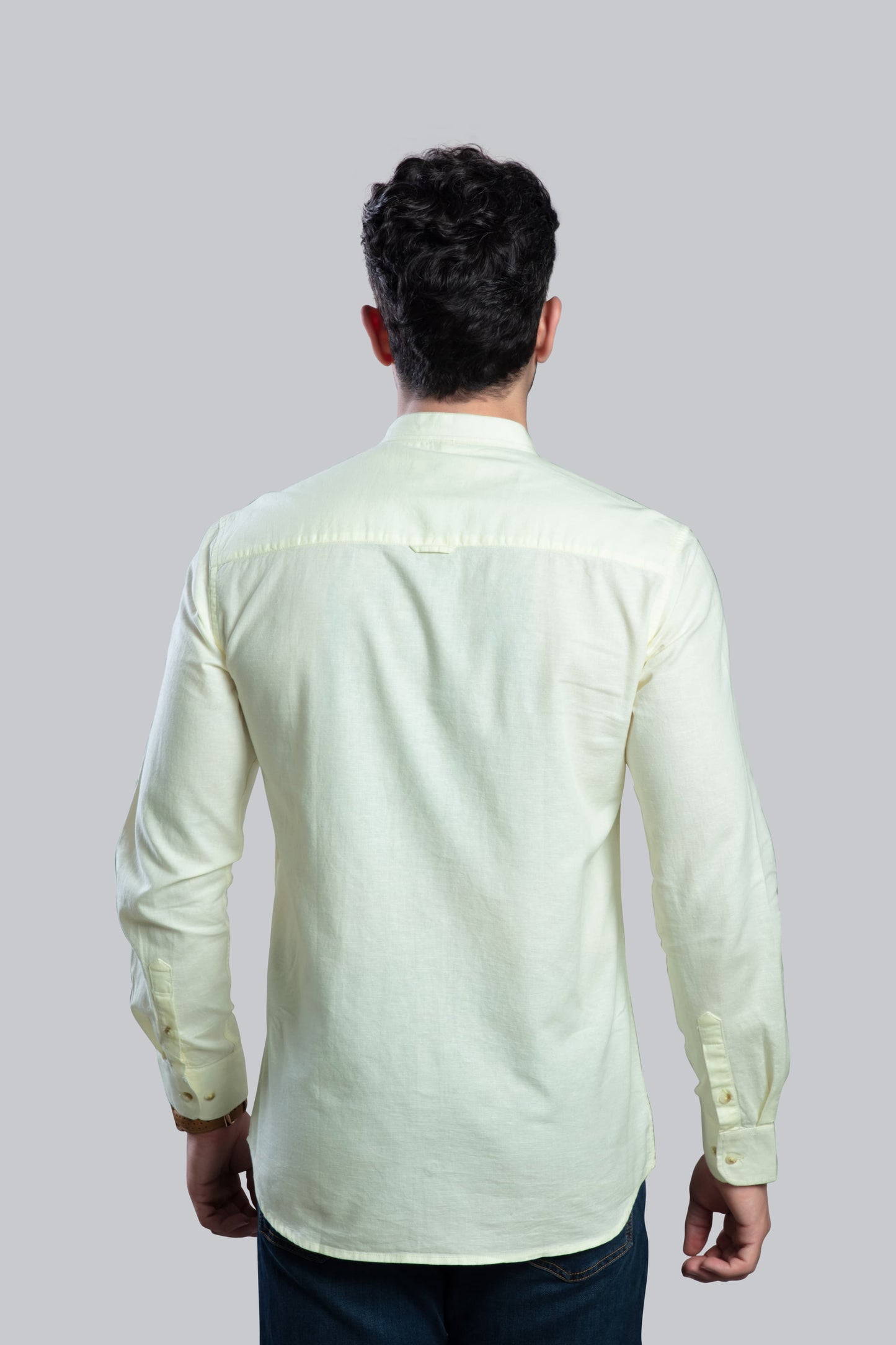 COLTIN Linen Blend Lime Embroidery Pocket Shirt
