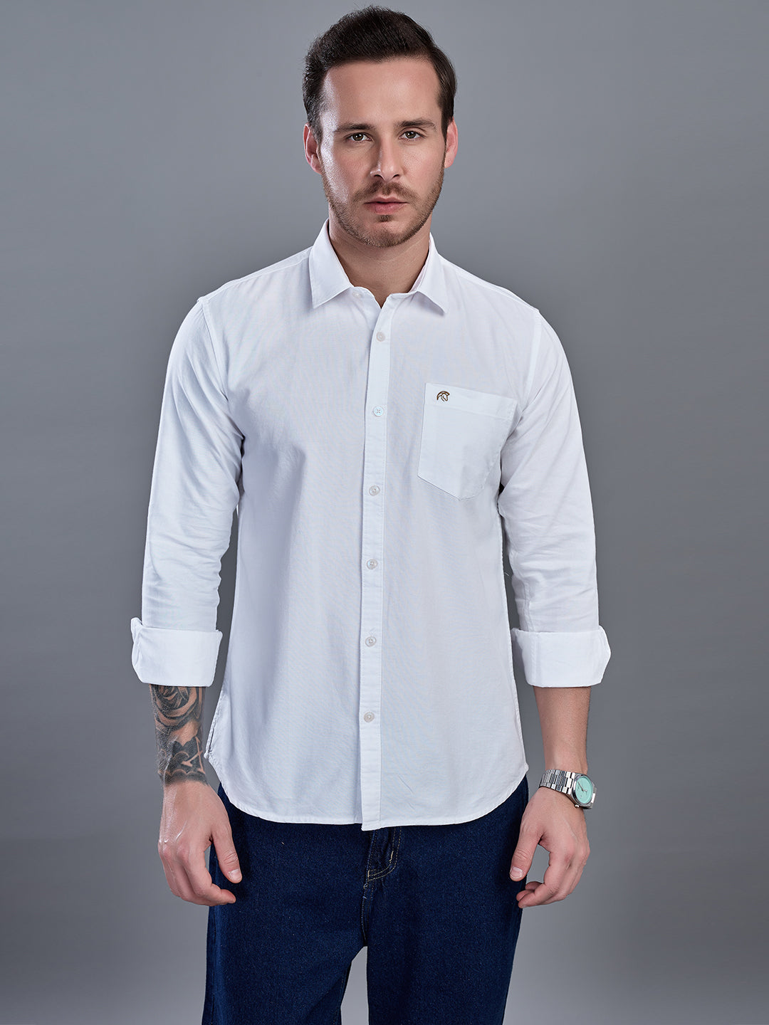 Oxford White Plain Casual Shirt