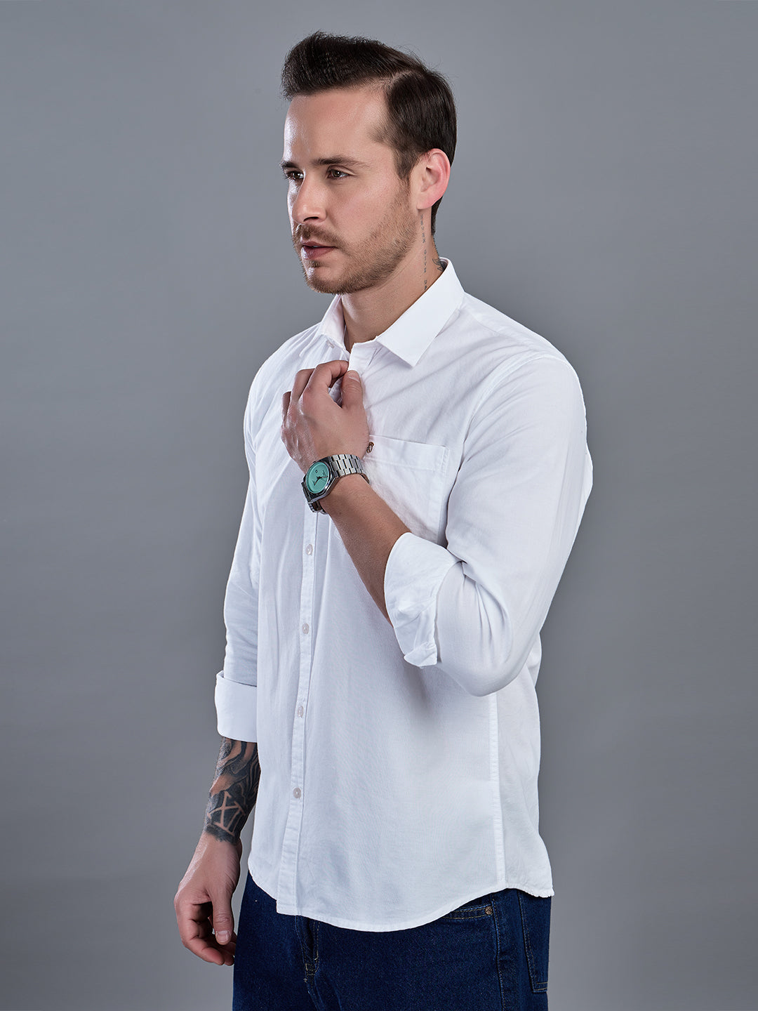 Oxford White Plain Casual Shirt