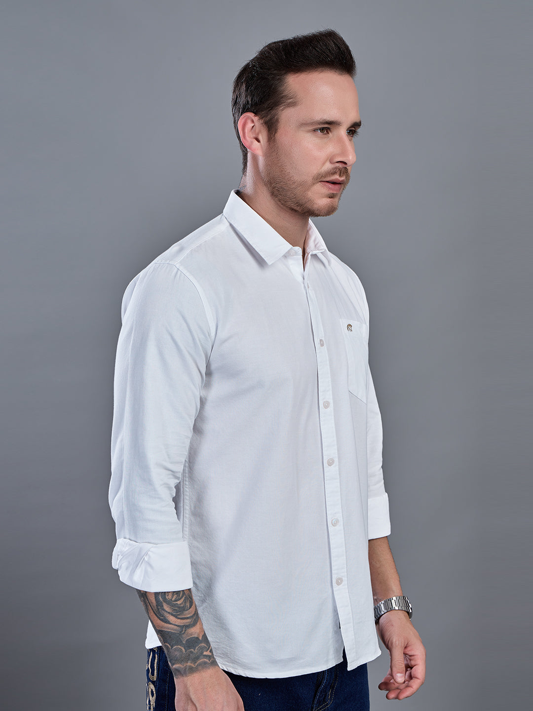 Oxford White Plain Casual Shirt