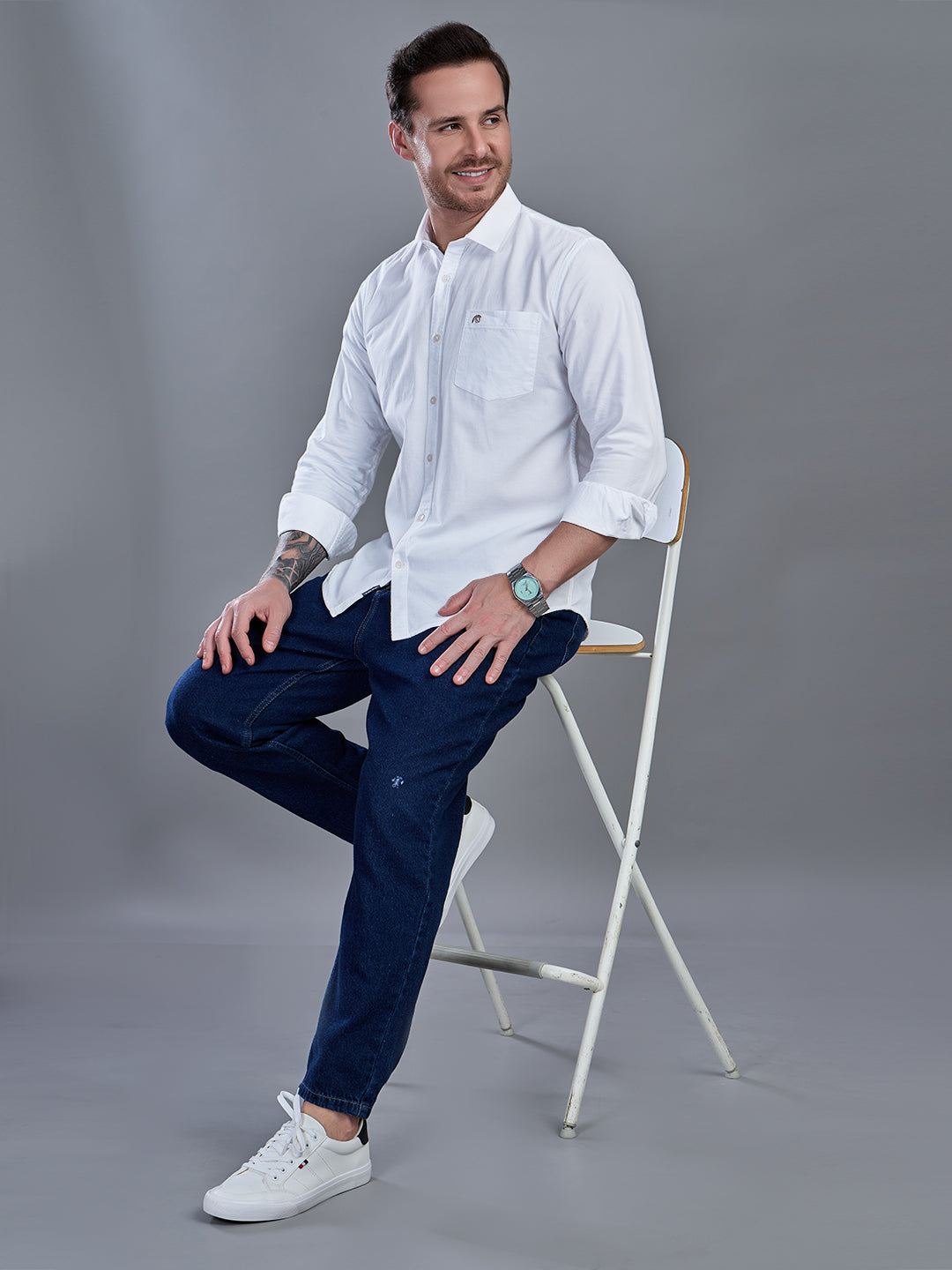 Oxford White Plain Casual Shirt