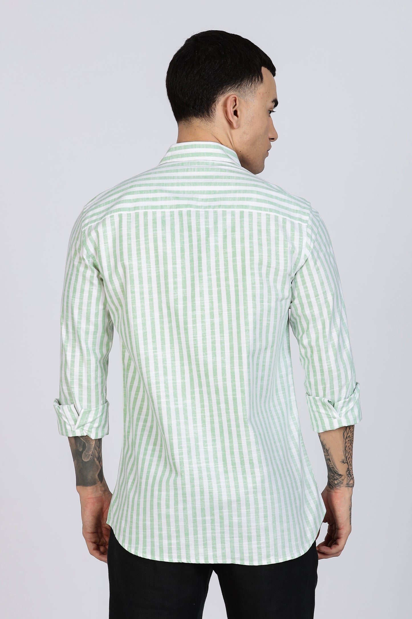 PRESTIGE Lining Cotton Shirt- Light Green
