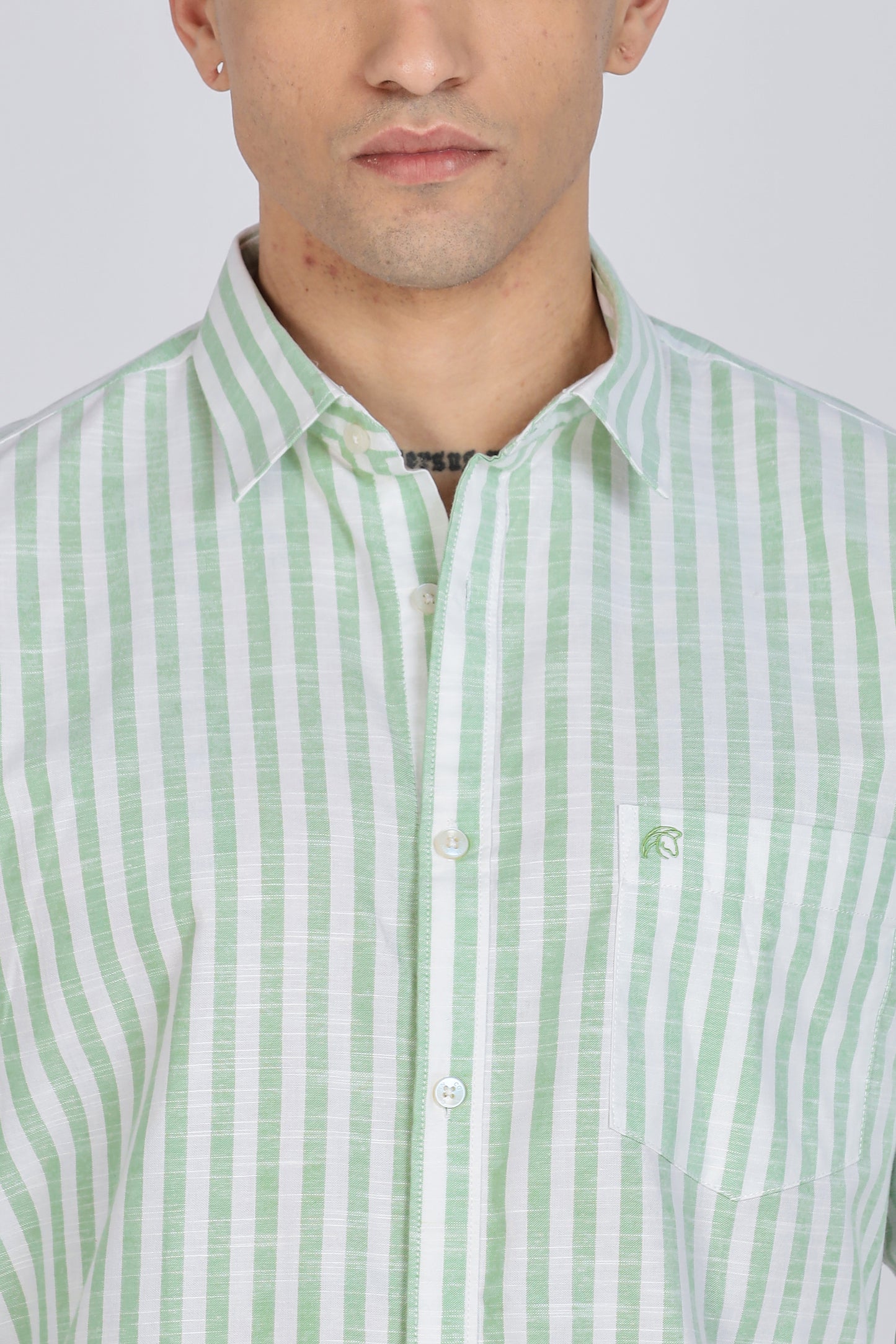 PRESTIGE Lining Cotton Shirt- Light Green