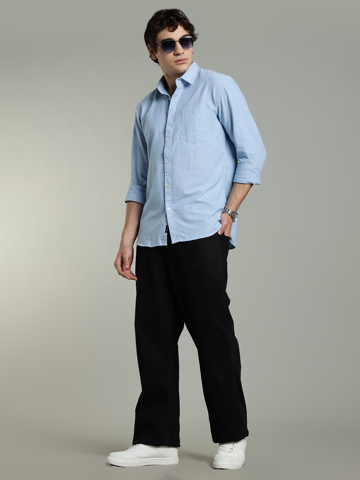 Chambray Oxford Sky Blue Cotton Shirt