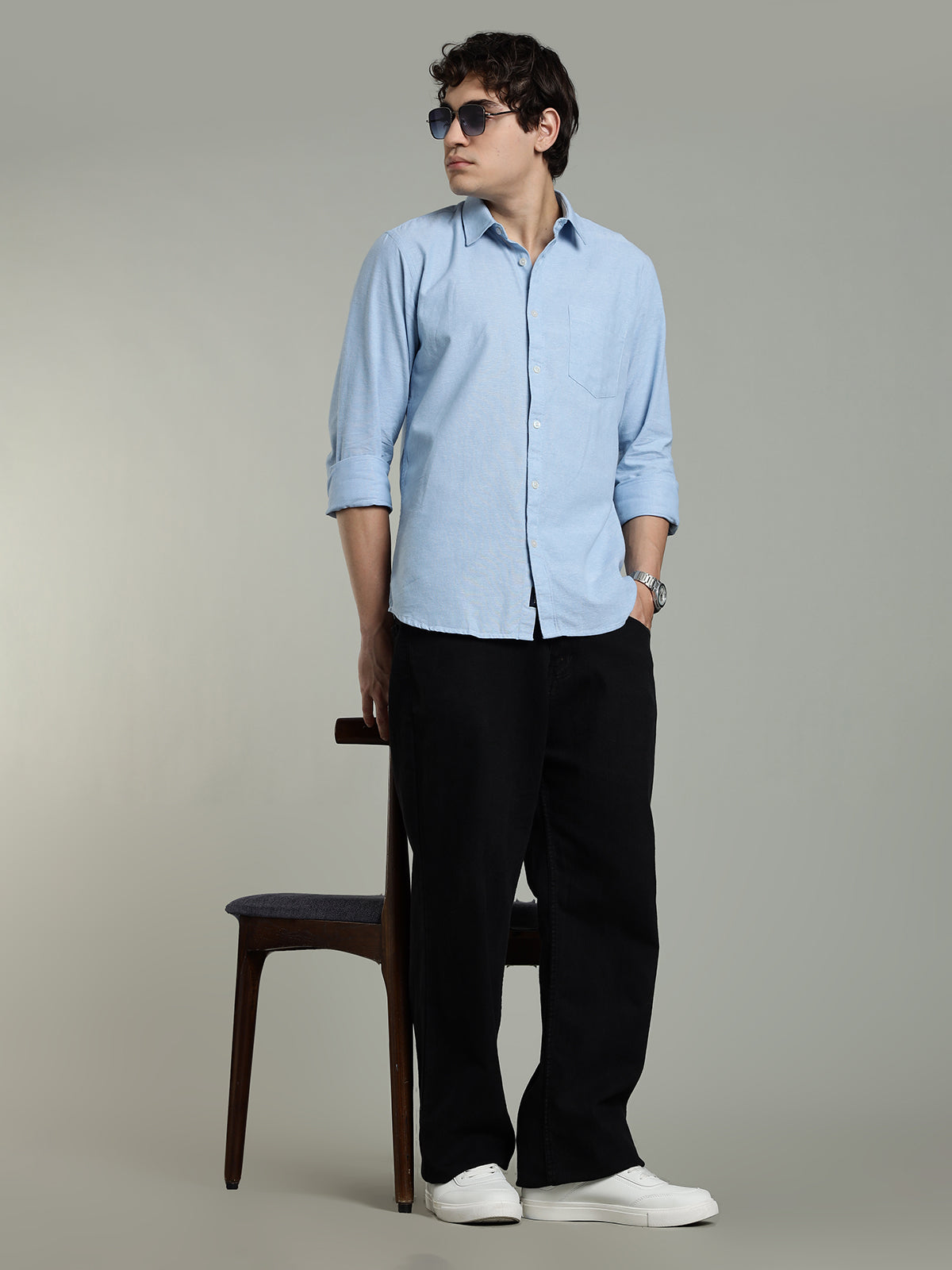 Chambray Oxford Sky Blue Cotton Shirt