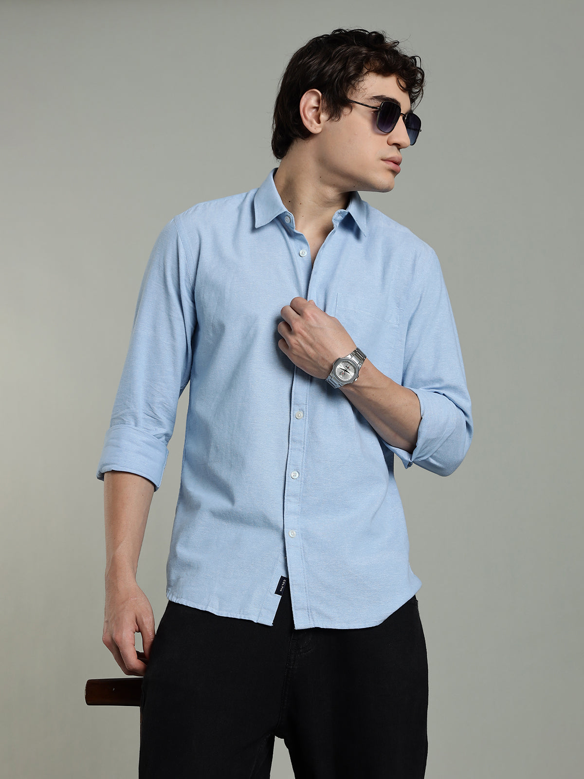 Chambray Oxford Sky Blue Cotton Shirt