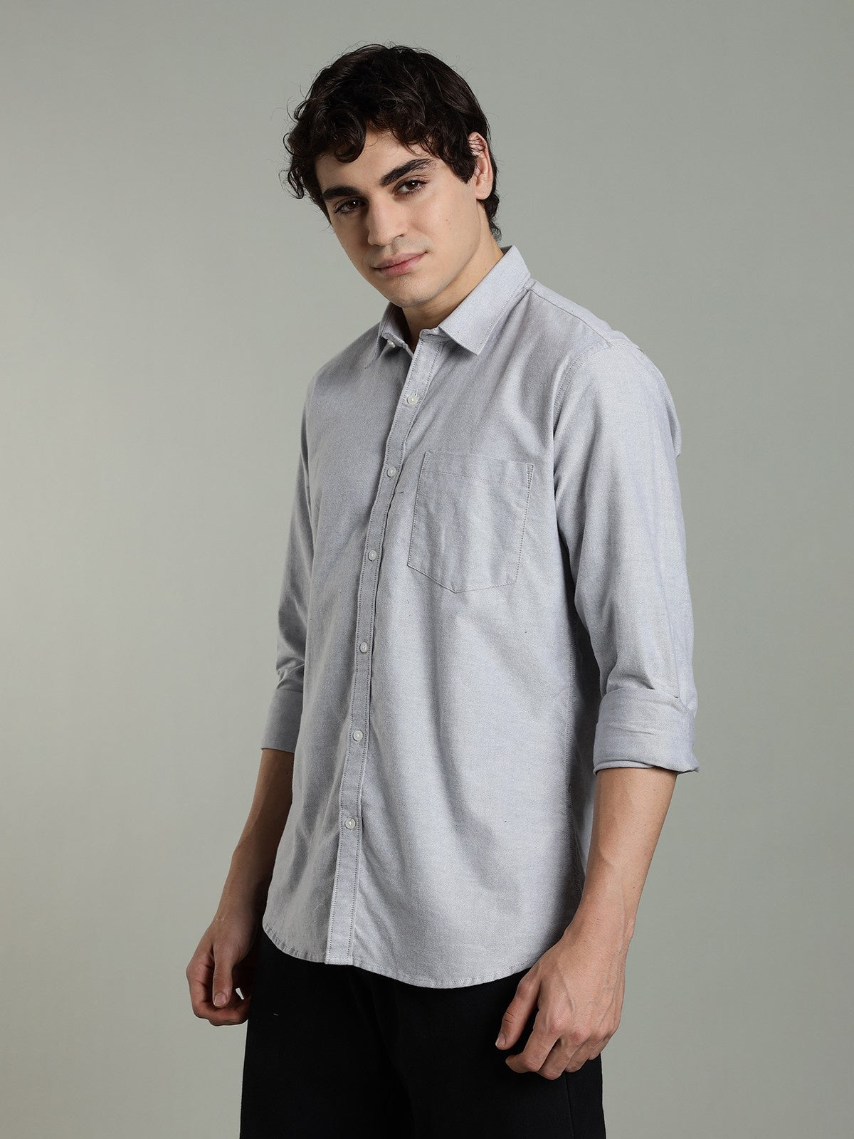 Oxford Grey Brushed Cotton Shirt