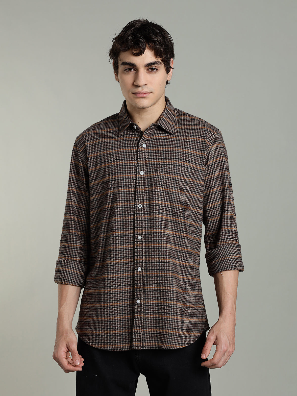 RARE Flannel Brushed Brown Cotton Shirt